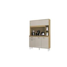 Imagem de Kit Cozinha Duda 120 cm 5 Portas 1 Gaveta Damasco/Off White - Poquema