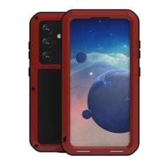 Imagem de LOVE MEI Capa para Samsung Galaxy S24, resistente ao ar livre, resistente, capa de proteção de corpo inteiro, armadura militar, amortecedor, alumínio, metal, poeira/à prova de choque com vidro