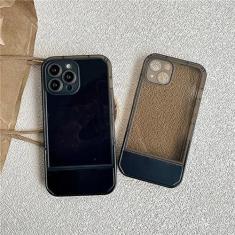 Imagem de Capa de telefone com suporte de suporte para iPhone 14 13 12 11 Pro Max XR X XS Max 7 8 Plus Suporte de silicone macio transparente Capa traseira transparente, preta, para iPhone SE (2020)