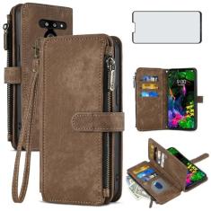 Imagem de Asuwish Capa de telefone para LG G8 ThinQ capa carteira e protetor de tela de vidro temperado couro flip suporte suporte slot celular acessórios LGG8 Thin Q G 8 LG8 G8thinq LGG8thinq 8G mulheres