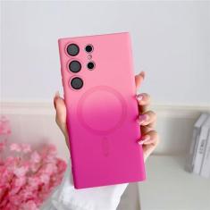 Imagem de Capa de carga sem fio para Samsung Galaxy S24 S23 S22 S21 Ultra Plus Note20 Capa Gradual Filme de lente magnética de silicone, rosa vermelho, para Galaxy S21 Ultra