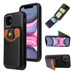 Imagem de Estojo de cartões de couro de luxo para iPhone 13 12 Mini 11 Pro X XS Max XR SE 2020 7 8 6 6s Plus Carteira Porta-cartões Bolsas de capa de telefone, preto, para iPhone X
