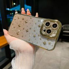 Imagem de Diamante claro glitter estrela capa de telefone de silicone macio para iphone 11 12 13 14 pro max sexy luxo transparente capa traseira, ouro, para iphone 14pro