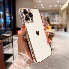 Imagem de Capa de telefone macia galvanizada com coração de amor para iPhone 11 12 13 14 15 Pro Max XS X XR 7 8 Plus Mini SE 2020 Capa de silicone, branca, para iPhone 13 Mini