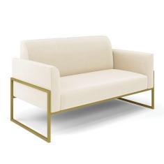Imagem de Sofá Namoradeira Base Industrial Alta Dourado Marisa Veludo D03 - D\`rossi Cor Bege