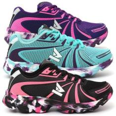 Imagem de KIT 3 tenis feminino oldsen Colorado caminhada corrida academia, Roxo,