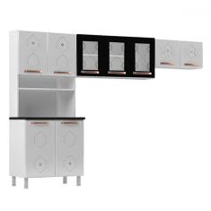 Imagem de Cozinha de Aço Compacta Mirage 9 Portas com Vidro Branco/Preto - Telasul