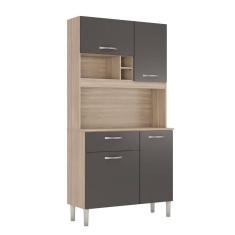 Imagem de Armário Cozinha Compacta Pequena C/ Balcão 4 Portas 1 Gaveta 4 Pés Malta