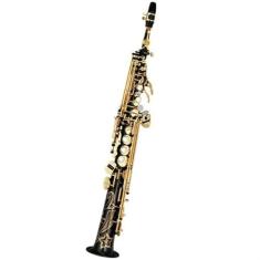 Imagem de Saxofone Profissional Saxofone Agudo Profissional Si Bemol Reto Corpo Laqueado Dourado Instrumento Musical Com Acessórios De Estojo(Black)