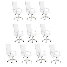 Imagem de Conjunto 10 Cadeiras de Escritório Presidente Giratória Sevilha Rivatti Branco