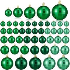 Imagem de Syhood 48 peças de enfeites de bola de Natal de vários tamanhos para árvore de Natal, enfeites coloridos de árvore de Natal, decorações de pendurar de plástico, 5 tamanhos diferentes para festa,