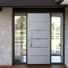 Imagem de Porta Pivotante Solara Alumínio Puxador Tubolar 210 X 120 Lado Esquerdo Branco