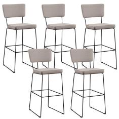 Imagem de Kit 5 Banquetas Alta Para Cozinha Allana L02 Bege