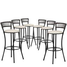 Imagem de Kit 6 Banquetas Alta Forts Fio de Fibra Proteção UV Bancada, Área Gour