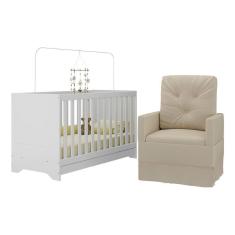 Imagem de Berço 3 Em 1 Com Colchão E Poltrona Amamentação Multimóveis Mp4159 Branco/bege Branco/bege