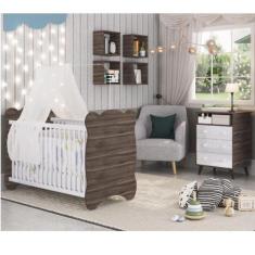 Imagem de Quarto de Bebê Completo com 1 Berço 1 Comoda Panda Móveis Percasa Carv