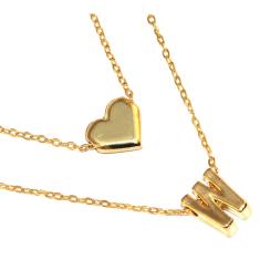 Imagem de Colar Cordão Duplo Minha Inicial W Lembrancinha Folheado