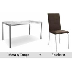 Imagem de Sala de Jantar Kappesberg Remo 150cm+6 Cadeiras Coma/Marrom