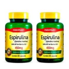 Imagem de Kit 02 Espirulina 450mg com 60 cápsulas Loja Maxinutri