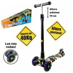 Imagem de Patinete Infantil Flash Radical 3 Rodas Luz Led Camuflado - Dm Toys