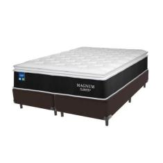 Imagem de Cama Box Queen Marrom E Colchão Magnum Plumatex Pillow Top High Tech