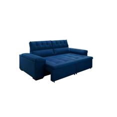Imagem de Sofá 3 Lugares Retrátil E Reclinável Herzog Veludo Azul Marinho 220 Cm