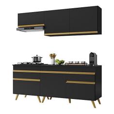 Imagem de Armário de Cozinha Compacta 190cm Veneza Multimóveis V3705 Preto/dourado