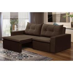 Imagem de Sofá Retrátil 2 lugares 1,80m Luana Suede Marrom Madelina Decor