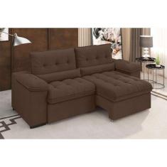 Imagem de Sofá 3 Lugares Retrátil e Reclinável Arezzo Veludo Marrom - Besthouse