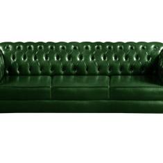 Imagem de Sofá Dom Pedro 3 Lugares Decoração Sala Recepção Retrô Verde