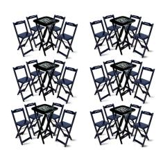 Imagem de Kit 6 Conjuntos De Mesa Bistrô Dobrável Jack Daniel`s Com 4 Banquetas De Madeira Preta