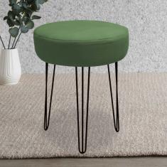 Imagem de Banqueta Puff Jullia Luxo 55cm Industrial Ferro Preto Suede Verde Musgo - Ahazzo Móveis