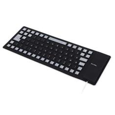 Imagem de Teclado de Silicone Teclado Oll Up Teclado de Borracha Design Totalmente Selado Leve Portátil Silencioso Macio Confortável Teclado de Silicone Com Fio USB para PC (Preto)