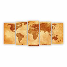 Imagem de Quadro Mapa Mundi Decorativo Tons Terrosos Em Canvas 155X65