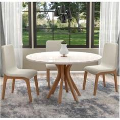 Imagem de Kit 06 Cadeiras Decorativas Sala de Jantar Madeira Champagne