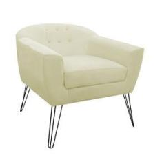 Imagem de Kit 02 Poltronas Decorativas Jolly Pés Aramado Suede Bege - DS Estofados