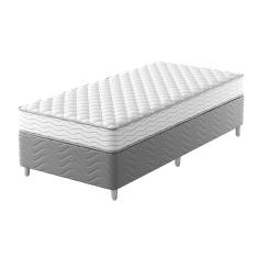 Imagem de cama box com colchão solteirão howie espuma d28 (17x108x198) branco e cinza