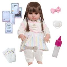 Imagem de Boneca Tipo Reborn Grande Princesa Valentina Com Acessórios - Cegonha