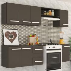 Imagem de Cozinha Compacta Julia 7 Portas 2 Gavetas Preto Fosco - Panorama Móveis