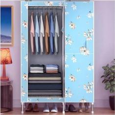 Imagem de Guarda-roupa portátil Guarda-roupa de quarto Porta deslizante Guarda-roupa portátil Guarda-roupa Organizador de armazenamento de roupas 43,3 x 20 x 67 polegadas Fácil de montar Armário portátil