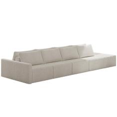 Imagem de Sofá Ilha Modular Com Puff Para Sala Living 432cm Georgia K04 Bouclê Bege - Mpozenato