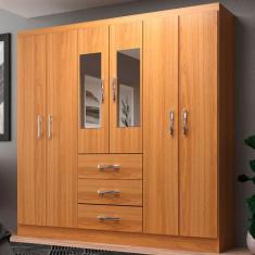 Imagem de Guarda-Roupa Solteiro Sevilha 6 Portas 3 Gavetas Com Espelho Cinamomo