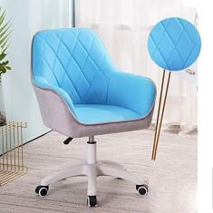 Imagem de Cadeira De Computador Com Apoio De Braço, Cadeira De Escritório De Veludo, Cadeira De Conferência Ergonômica Com Altura Ajustável, Cadeira Giratória Moderna Para Sala De Estudo Em Casa -,Couro Azu