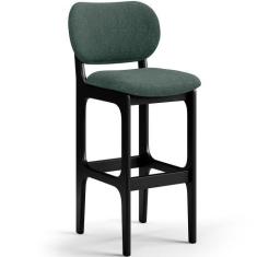 Imagem de Banqueta Alta Bar Cozinha Sala Jantar Fixa Betta L02 Preto Linho Verde