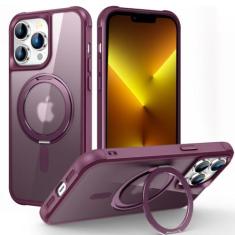 Imagem de TOKVANZ Capa para iPhone 13 Pro com suporte de anel magnético giratório de 360° [compatível com MagSafe] [proteção de grau militar] Capas de telefone translúcidas foscas para iPhone 13 Pro para