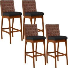 Imagem de Kit 04 Banquetas Altas Mila Marrom Corano Preto