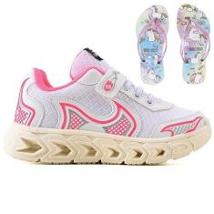 Imagem de Tenis Infantil Casual Jogger Meninas Escolar Basico + Chinelo