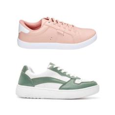 Imagem de Kit 2 Pares Tênis Feminino Casual Básico Cadarço Modernos - Mendii, Ve