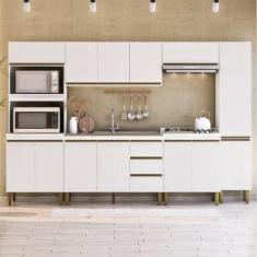 Imagem de Cozinha Modulada 6 Peças 2 Aéreos 2 Balcões 1 Torre Quente 1 Paneleiro Margarida Branco