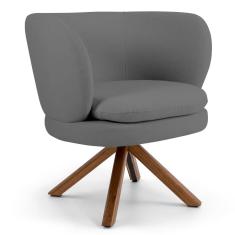 Imagem de Kit 02 Poltronas Decorativas Melissa Base Giromad Giratória C-416 Linho  Escuro - Domi